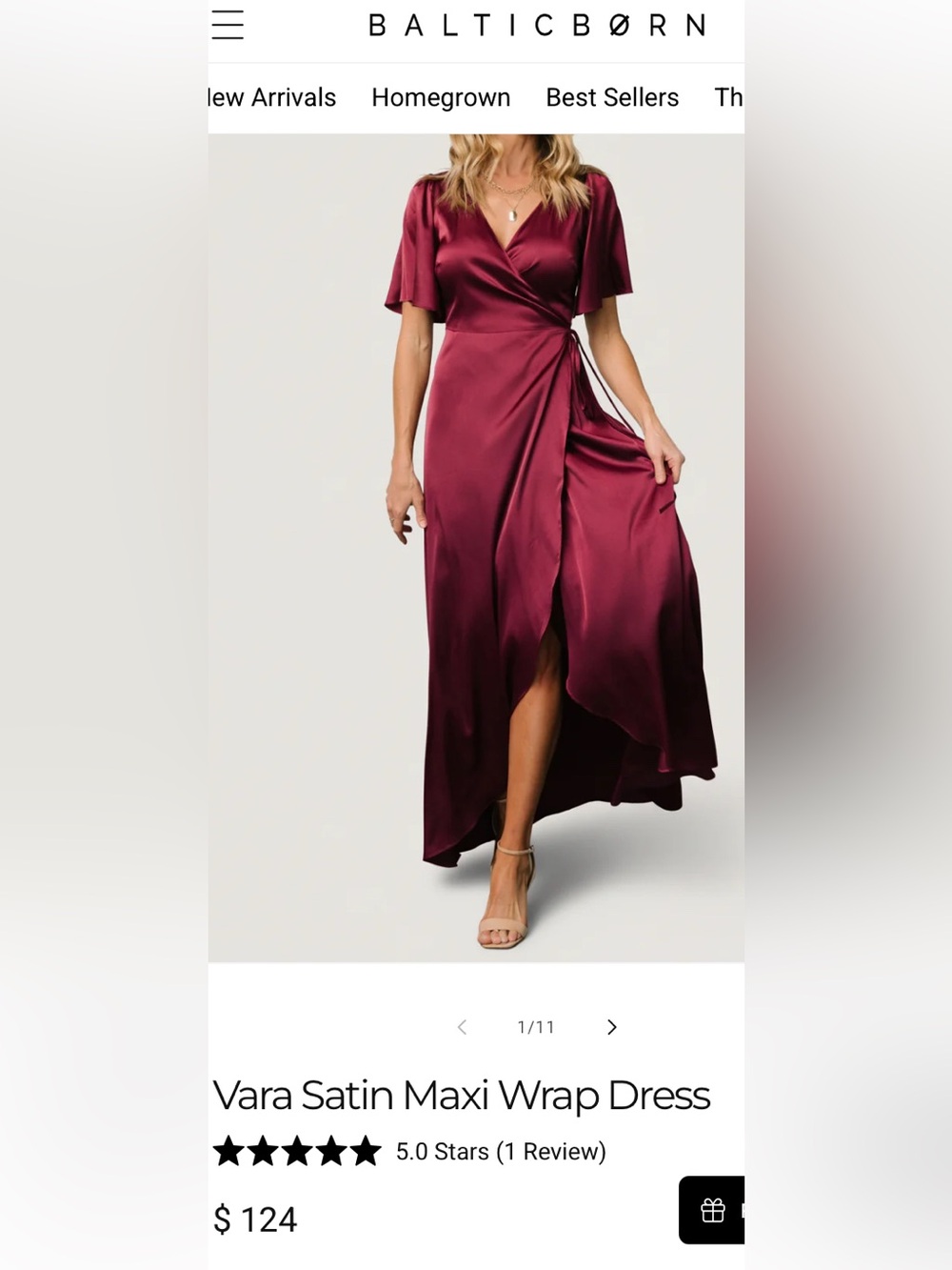 Baltic Born Satin Wrap Maxi Dress in Mulberry